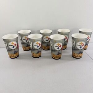Lot Of 8 Pittsburgh Steelers NFL 3-D Flicker Plastic Cups Spirit Cups 16oz